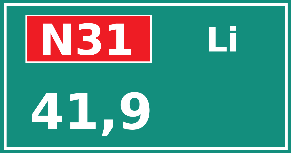 Hectometerbord N31 41,9 zijde Li