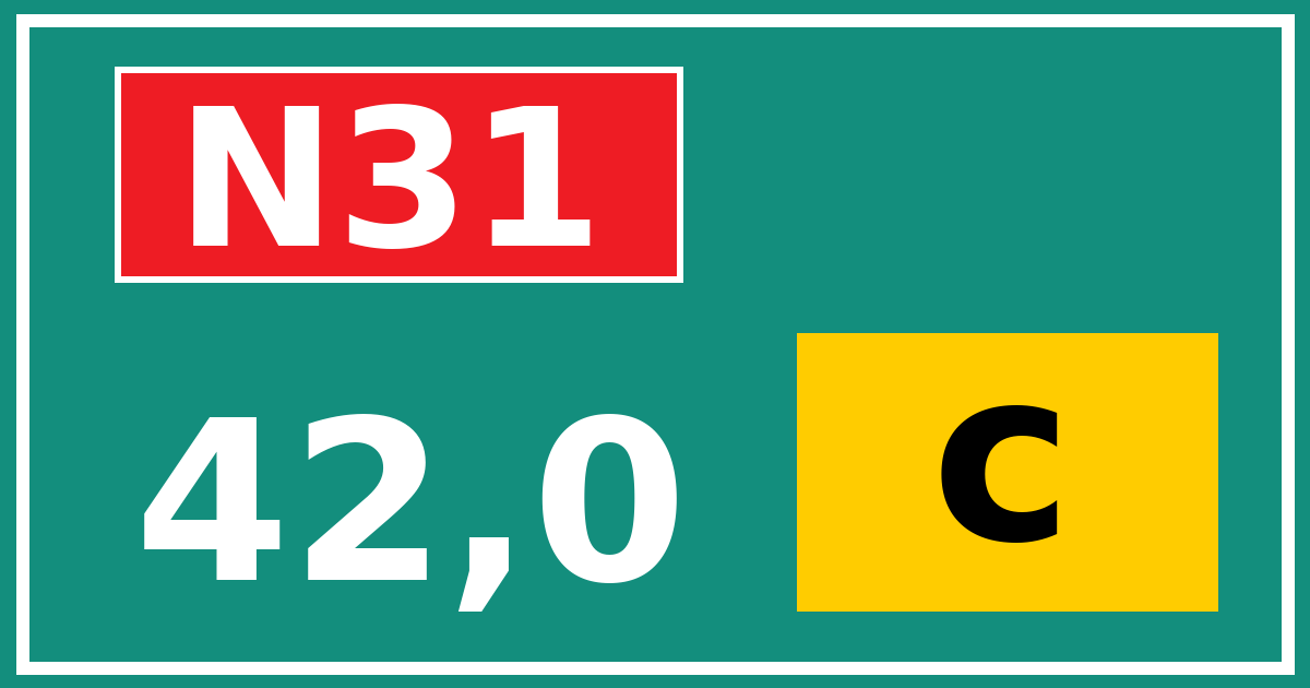 Hectometerbord N31 42,0 letter c