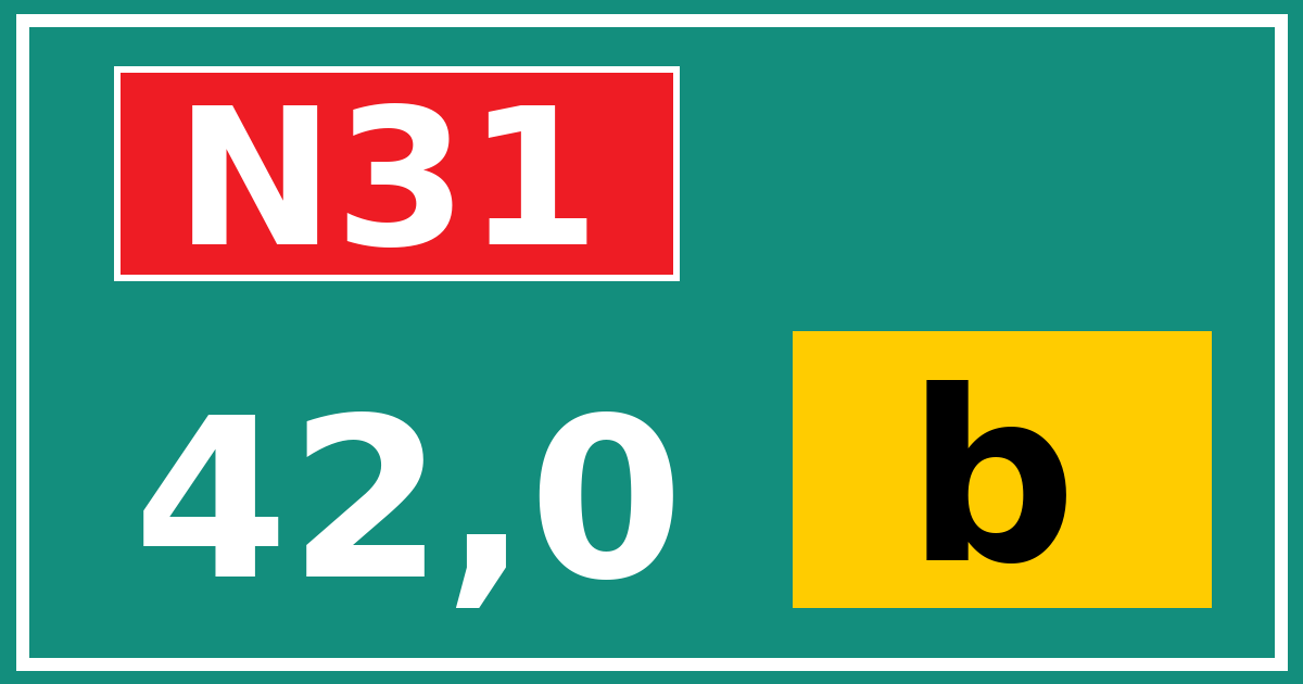 Hectometerbord N31 42,0 letter b