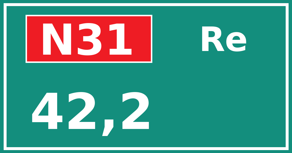 Hectometerbord N31 42,2 zijde Re