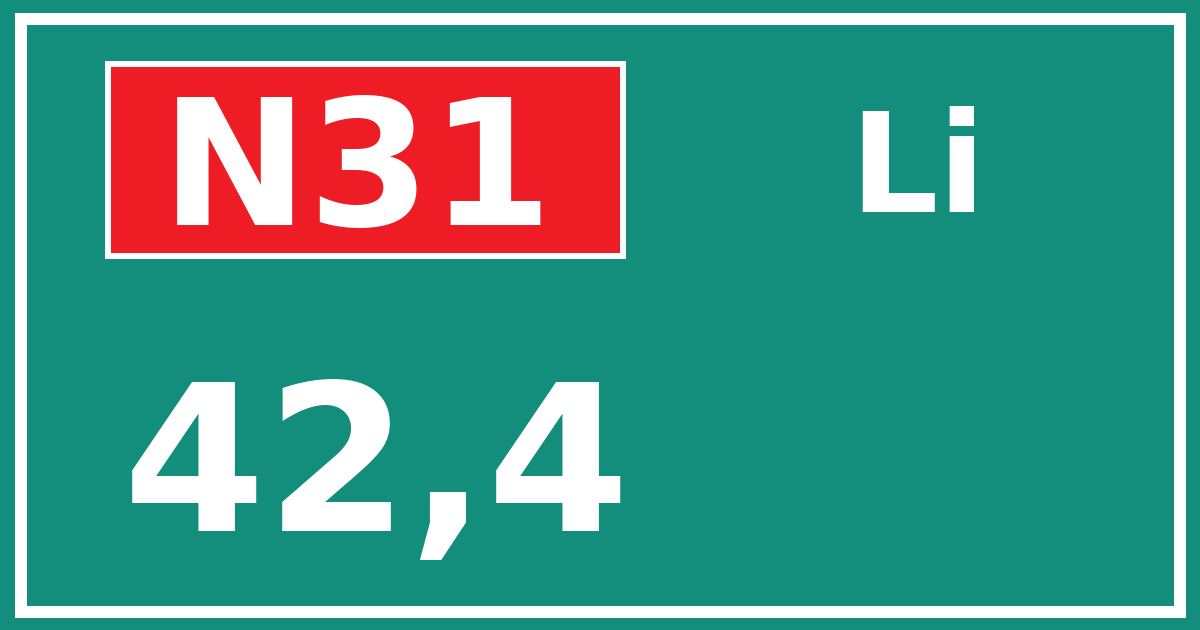 Hectometerbord N31 42,4 zijde Li