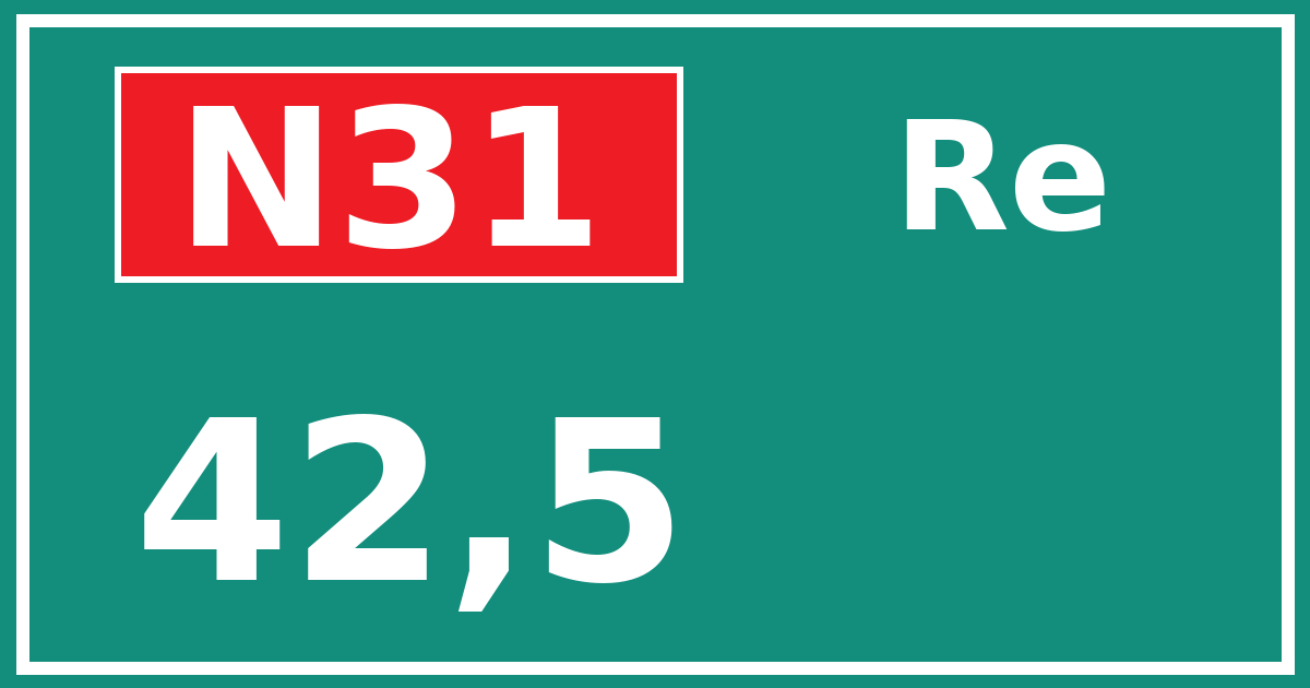 Hectometerbord N31 42,5 zijde Re