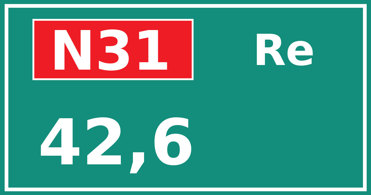 Hectometerbord N31 42,6 zijde Re