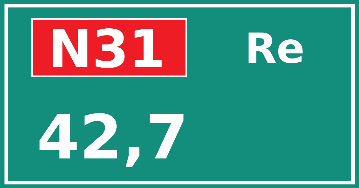 Hectometerbord N31 42,7 zijde Re