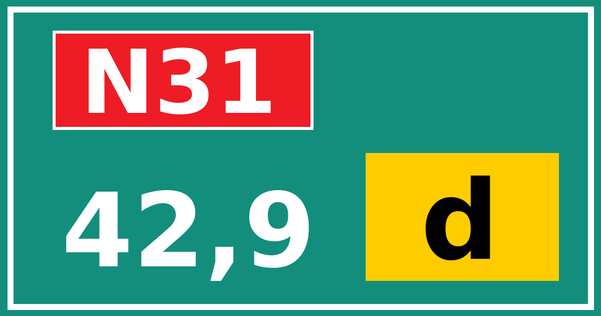 Hectometerbord N31 42,9 letter d