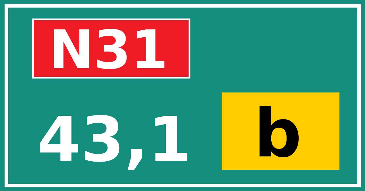 Hectometerbord N31 43,1 letter b