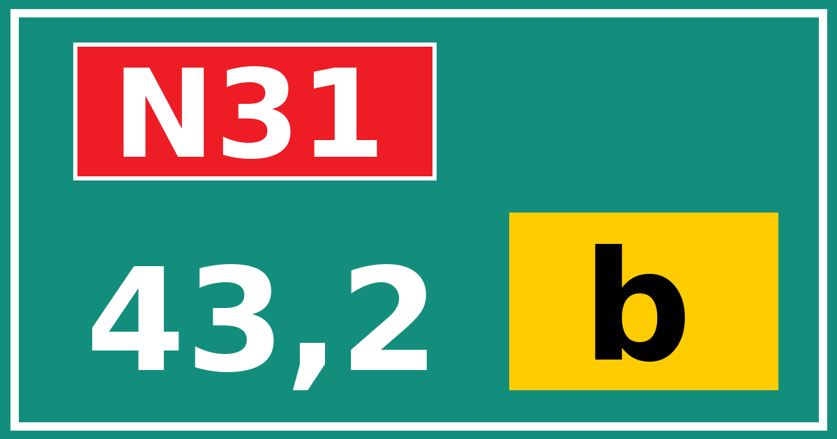 Hectometerbord N31 43,2 letter b