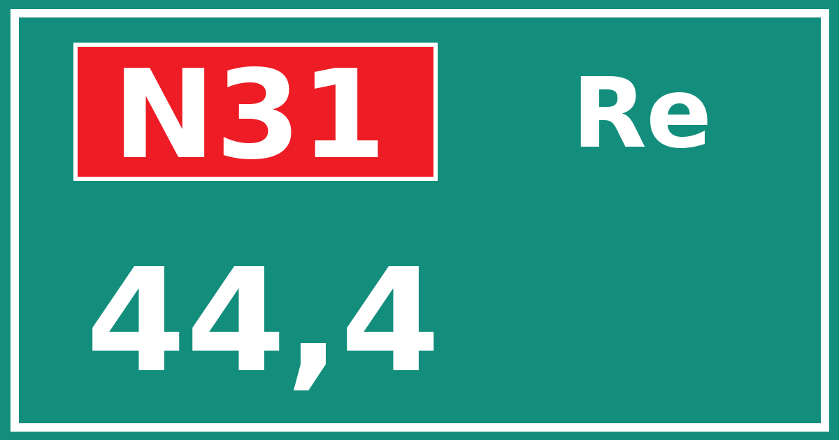 Hectometerbord N31 44,4 zijde Re