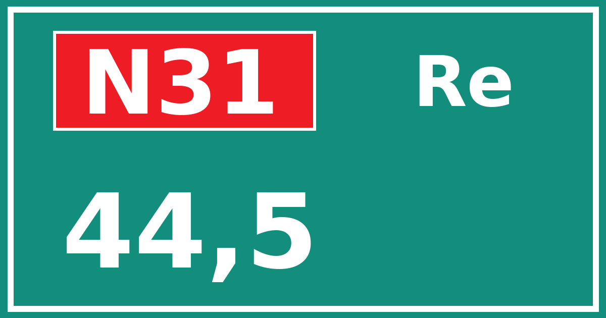 Hectometerbord N31 44,5 zijde Re