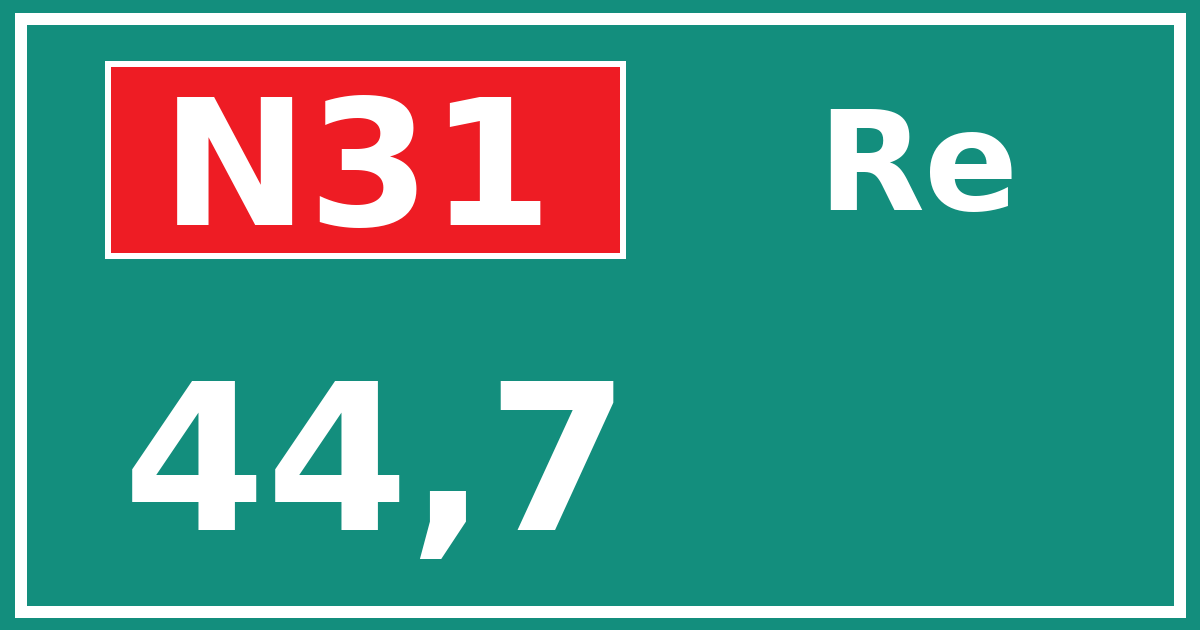 Hectometerbord N31 44,7 zijde Re