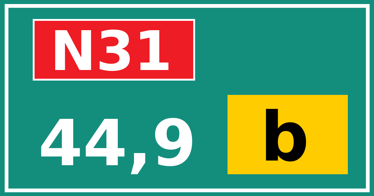 Hectometerbord N31 44,9 letter b