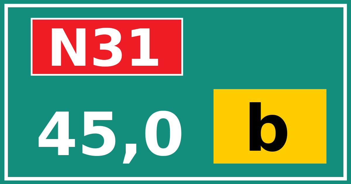 Hectometerbord N31 45,0 letter b