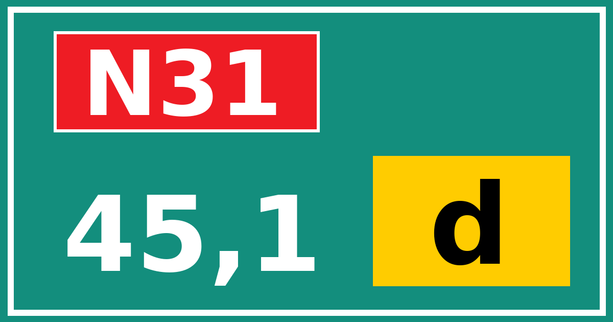 Hectometerbord N31 45,1 letter d