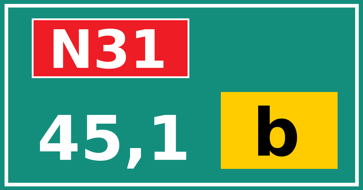 Hectometerbord N31 45,1 letter b