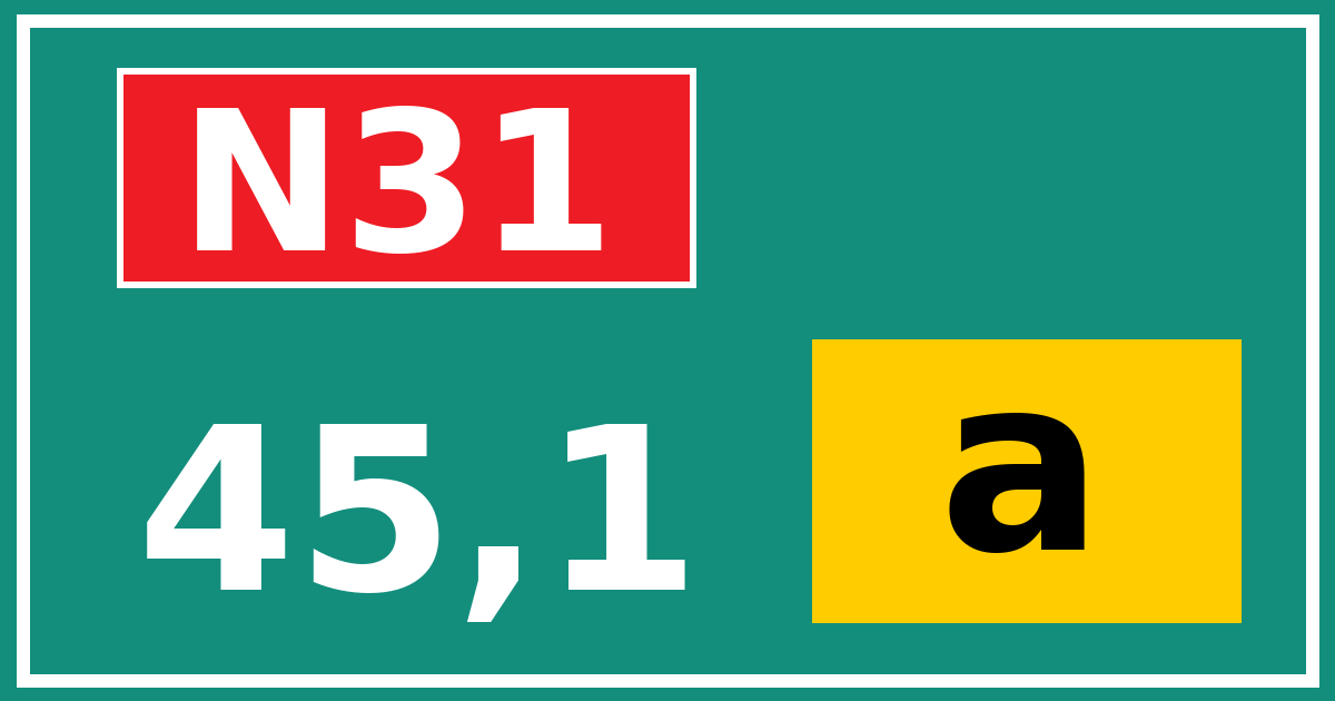 Hectometerbord N31 45,1 letter a