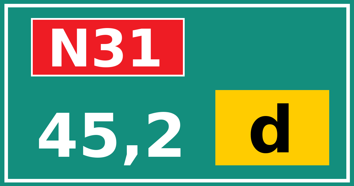 Hectometerbord N31 45,2 letter d