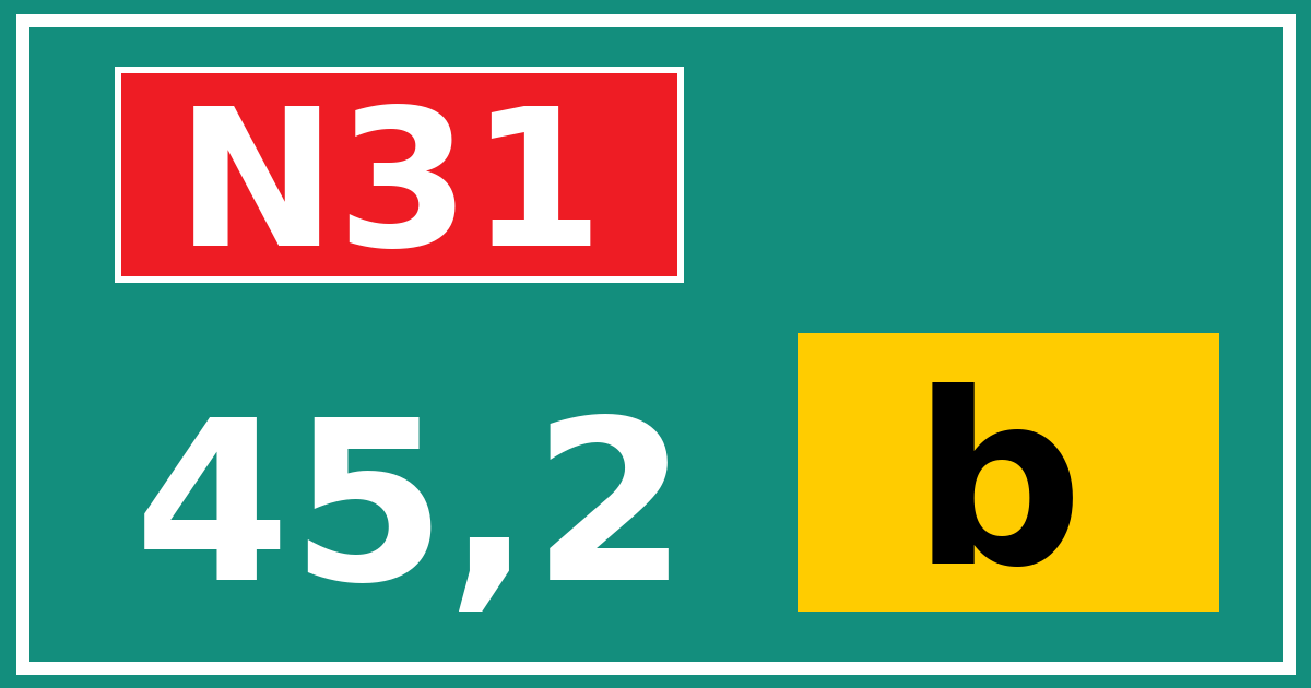 Hectometerbord N31 45,2 letter b