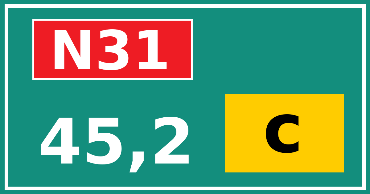 Hectometerbord N31 45,2 letter c