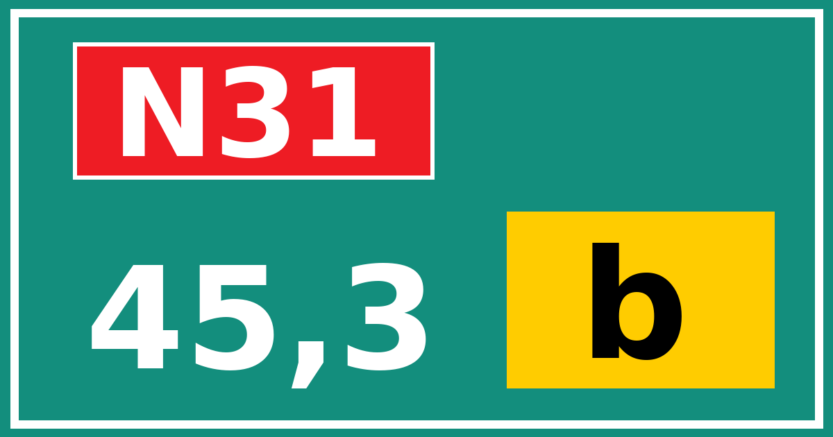 Hectometerbord N31 45,3 letter b