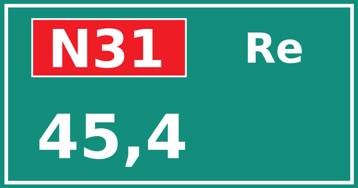 Hectometerbord N31 45,4 zijde Re