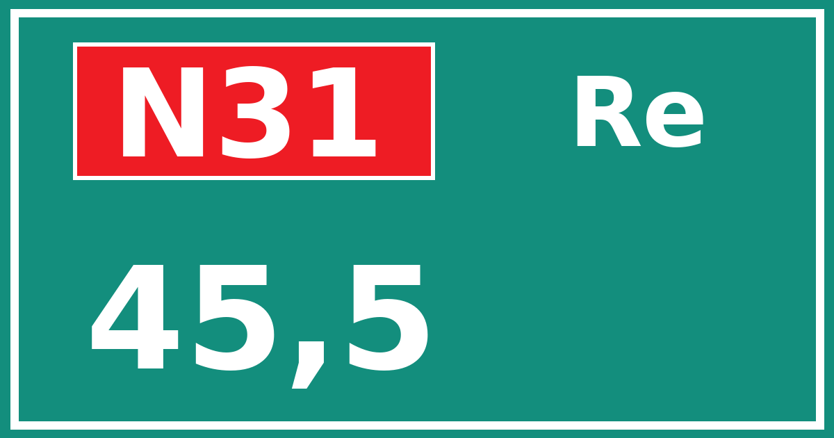 Hectometerbord N31 45,5 zijde Re