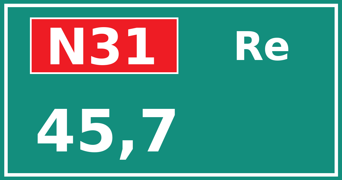 Hectometerbord N31 45,7 zijde Re