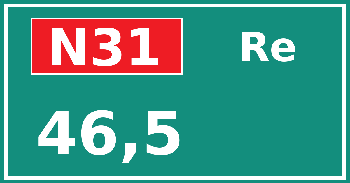 Hectometerbord N31 46,5 zijde Re