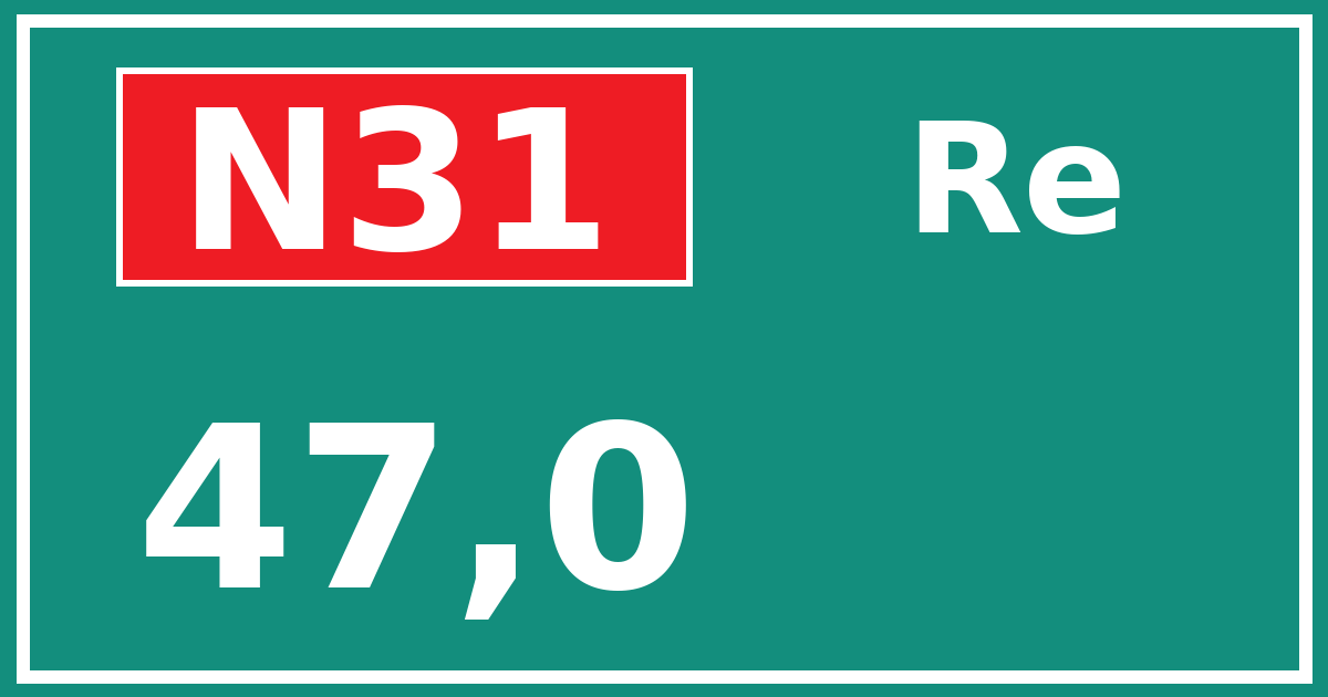 Hectometerbord N31 47,0 zijde Re