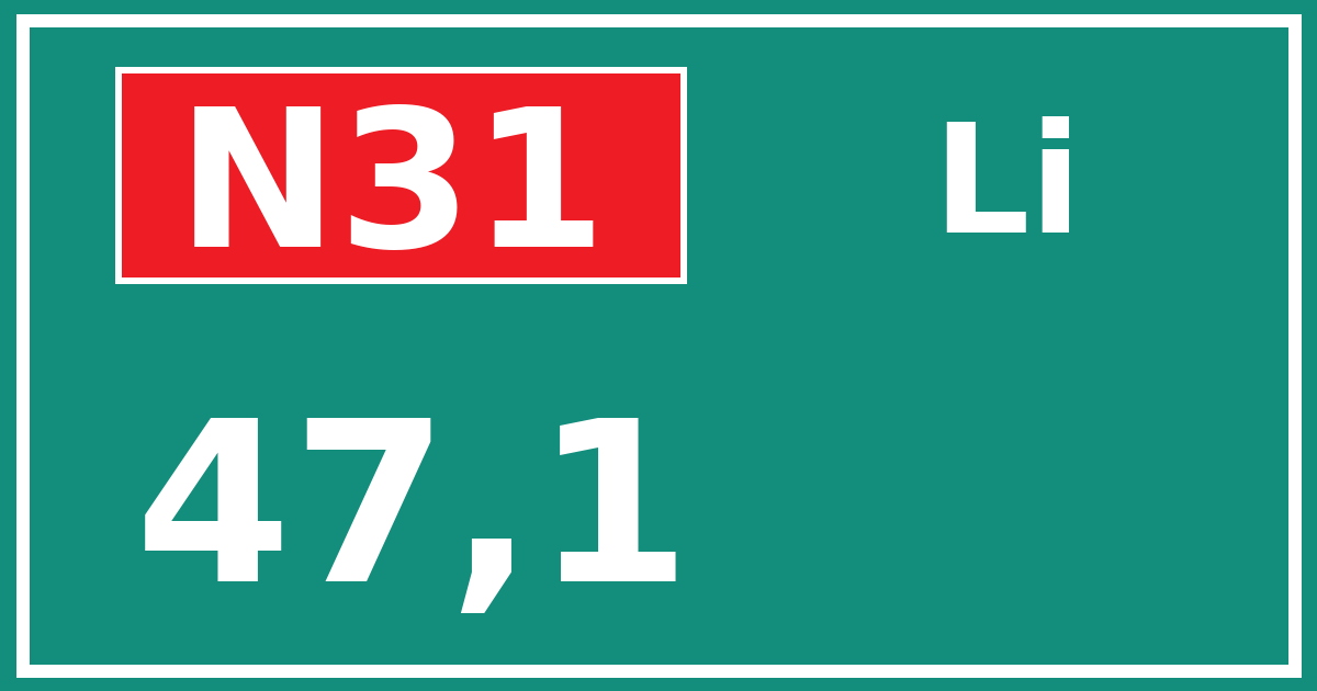 Hectometerbord N31 47,1 zijde Li