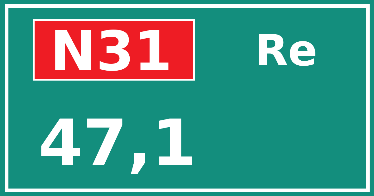 Hectometerbord N31 47,1 zijde Re