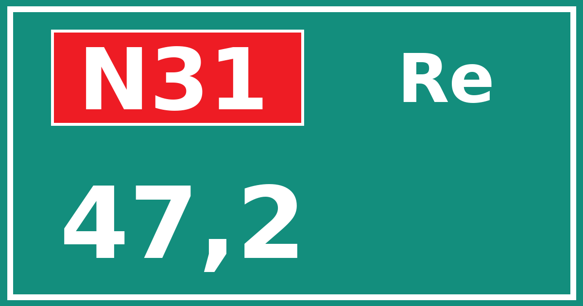 Hectometerbord N31 47,2 zijde Re