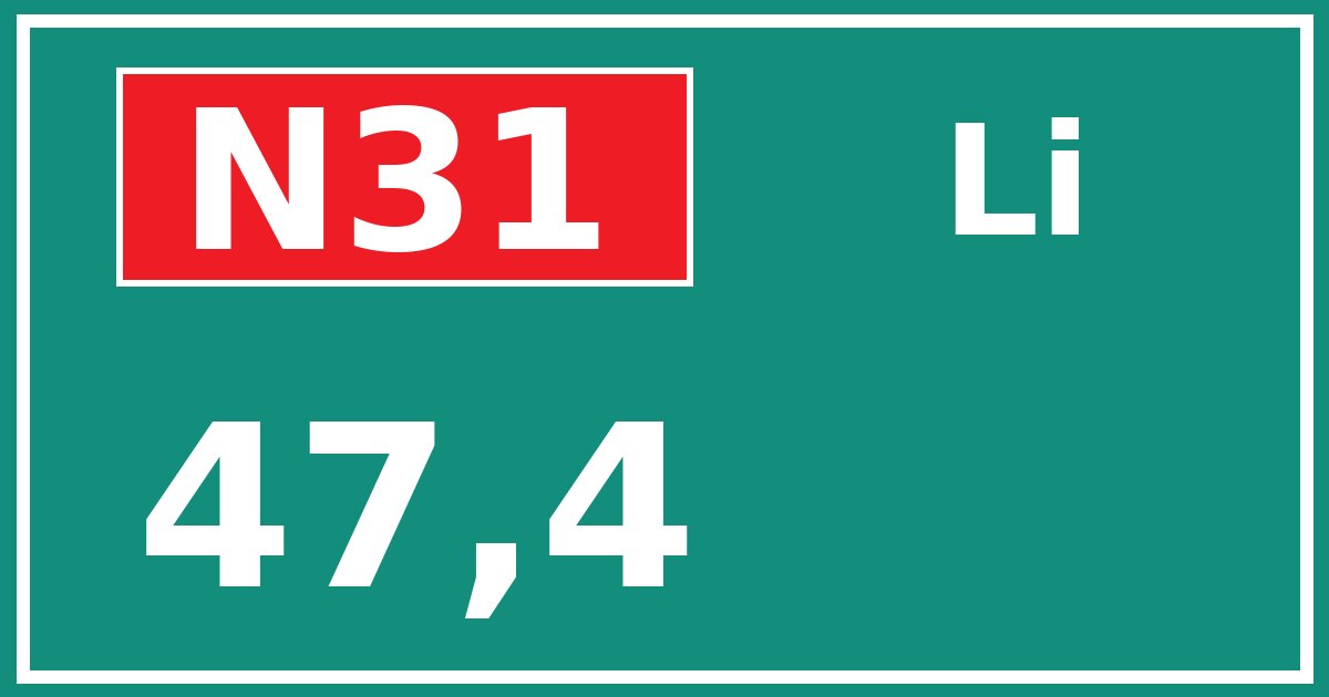 Hectometerbord N31 47,4 zijde Li