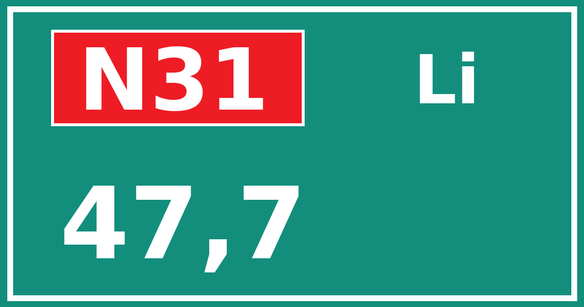 Hectometerbord N31 47,7 zijde Li