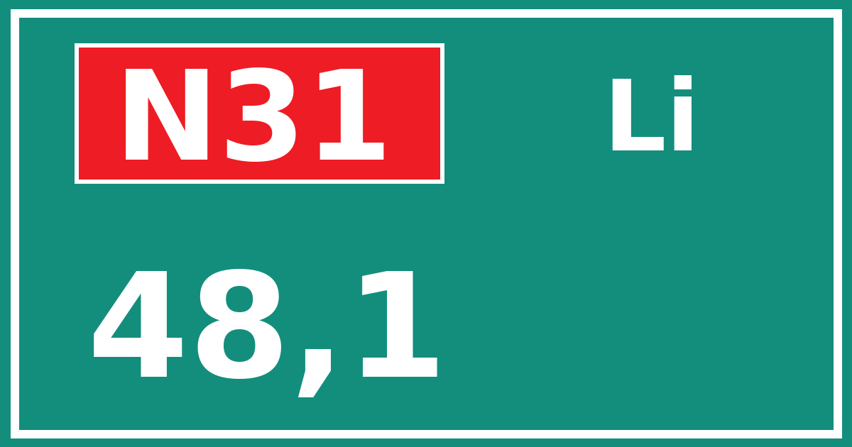 Hectometerbord N31 48,1 zijde Li