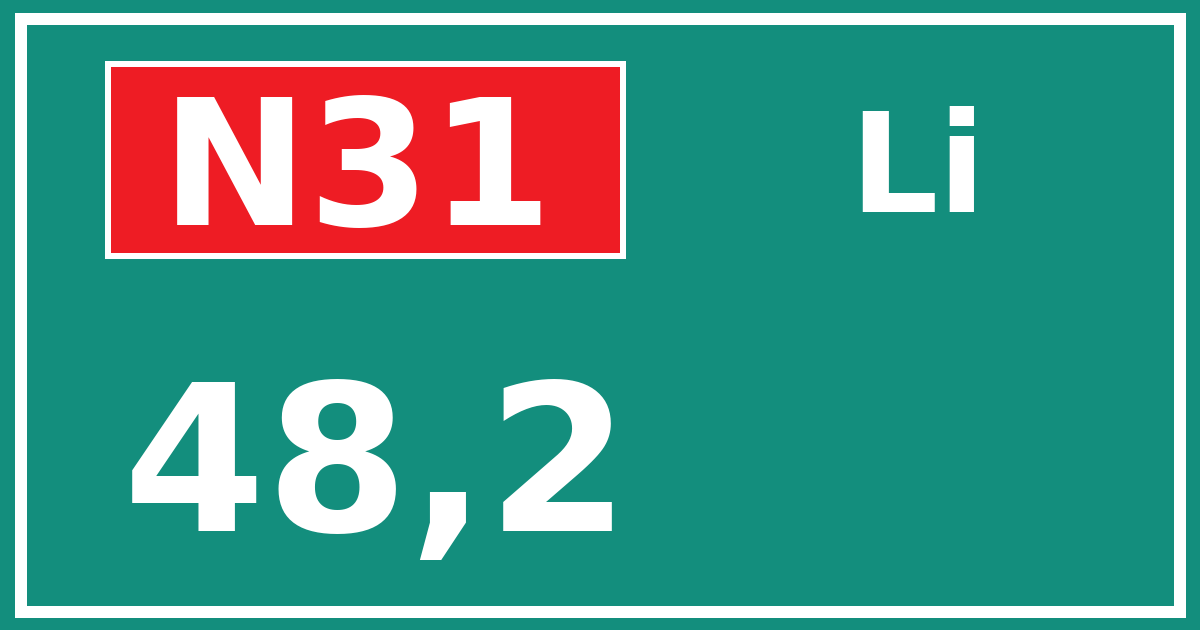 Hectometerbord N31 48,2 zijde Li