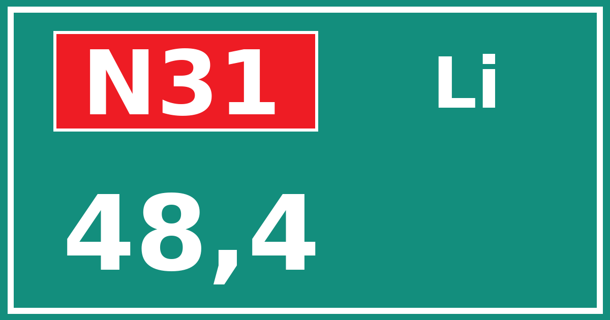 Hectometerbord N31 48,4 zijde Li