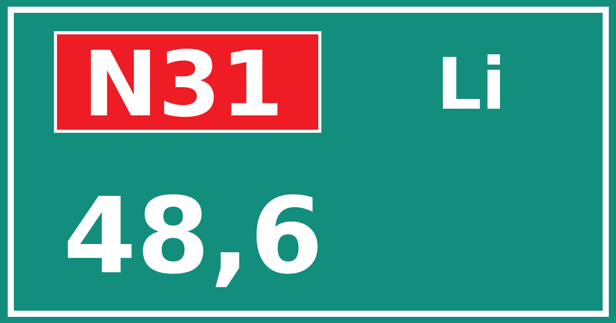 Hectometerbord N31 48,6 zijde Li