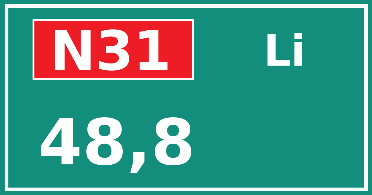 Hectometerbord N31 48,8 zijde Li