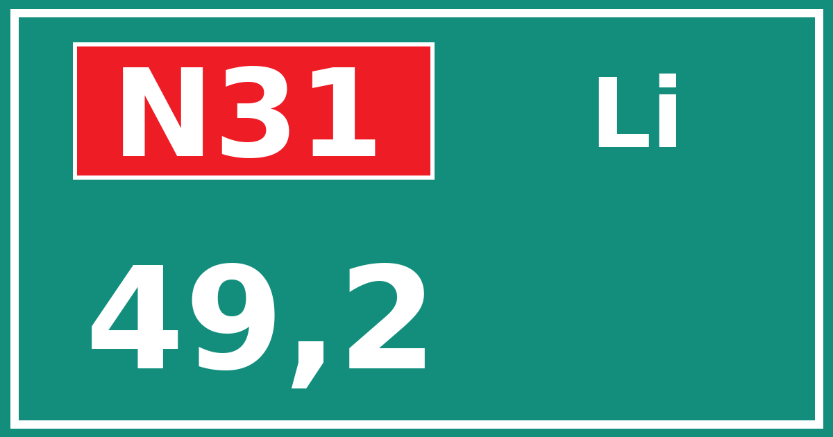 Hectometerbord N31 49,2 zijde Li