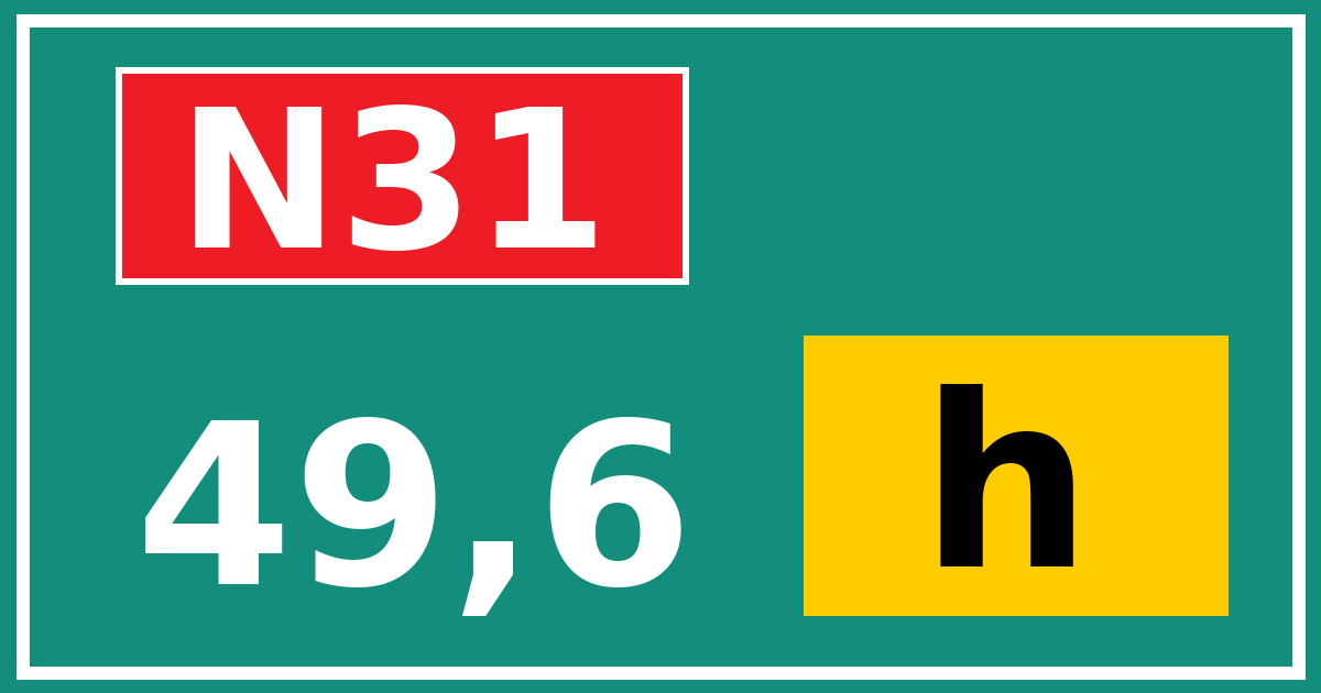 Hectometerbord N31 49,6 letter h