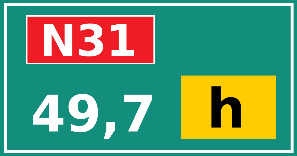 Hectometerbord N31 49,7 letter h