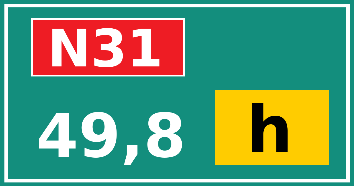 Hectometerbord N31 49,8 letter h