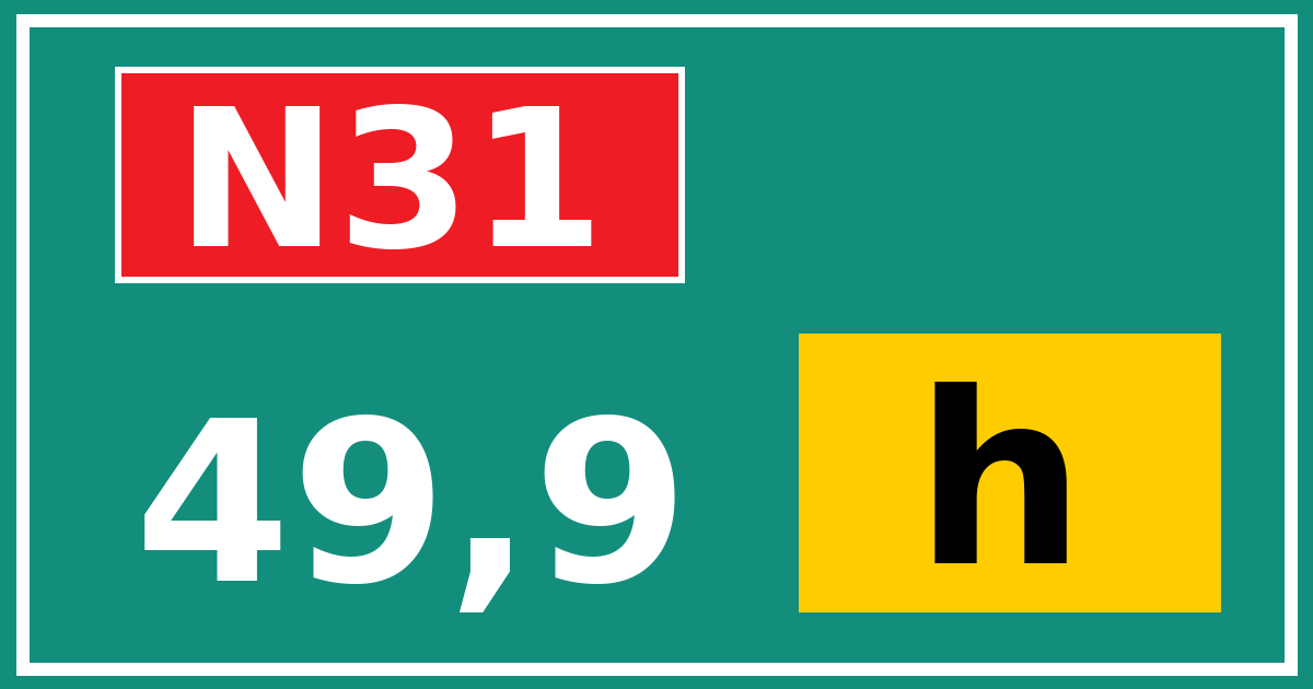 Hectometerbord N31 49,9 letter h