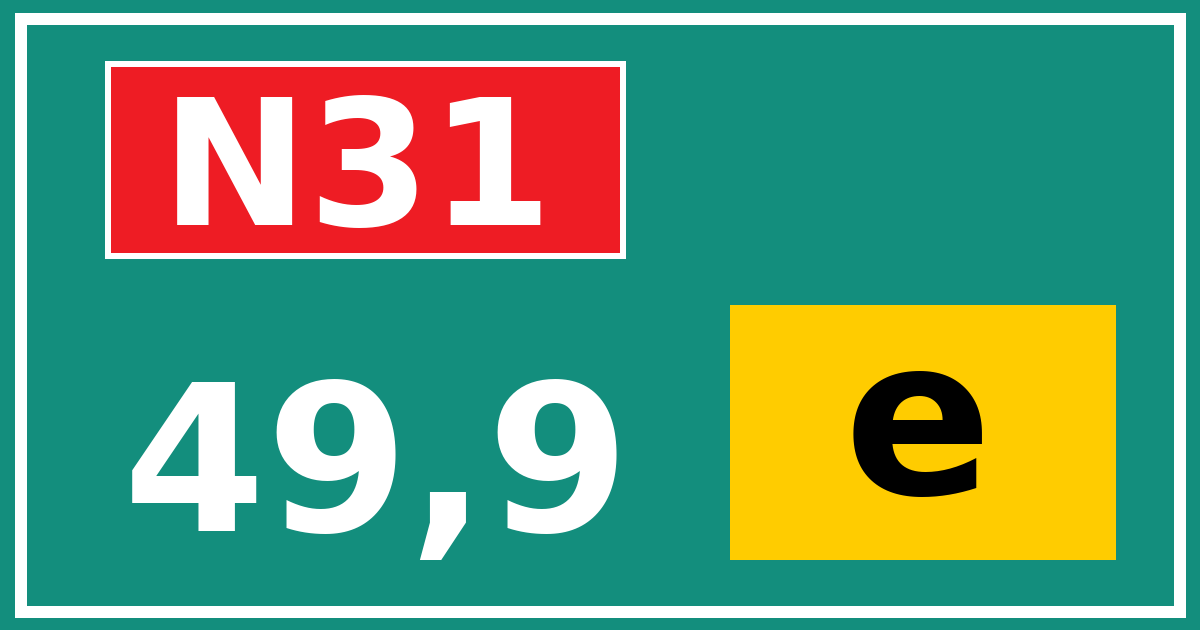 Hectometerbord N31 49,9 letter e