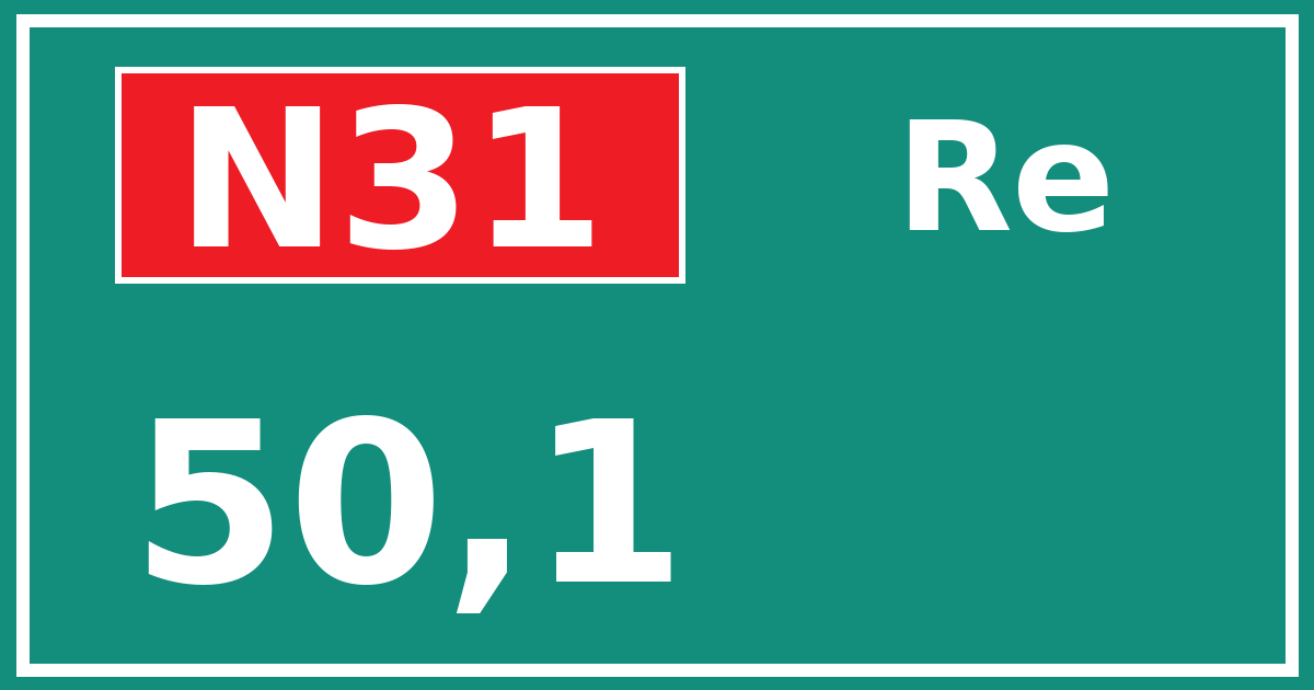 Hectometerbord N31 50,1 zijde Re