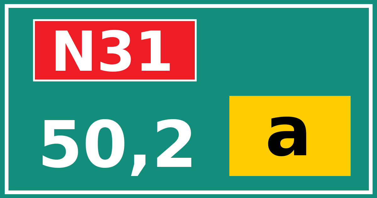 Hectometerbord N31 50,2 letter a