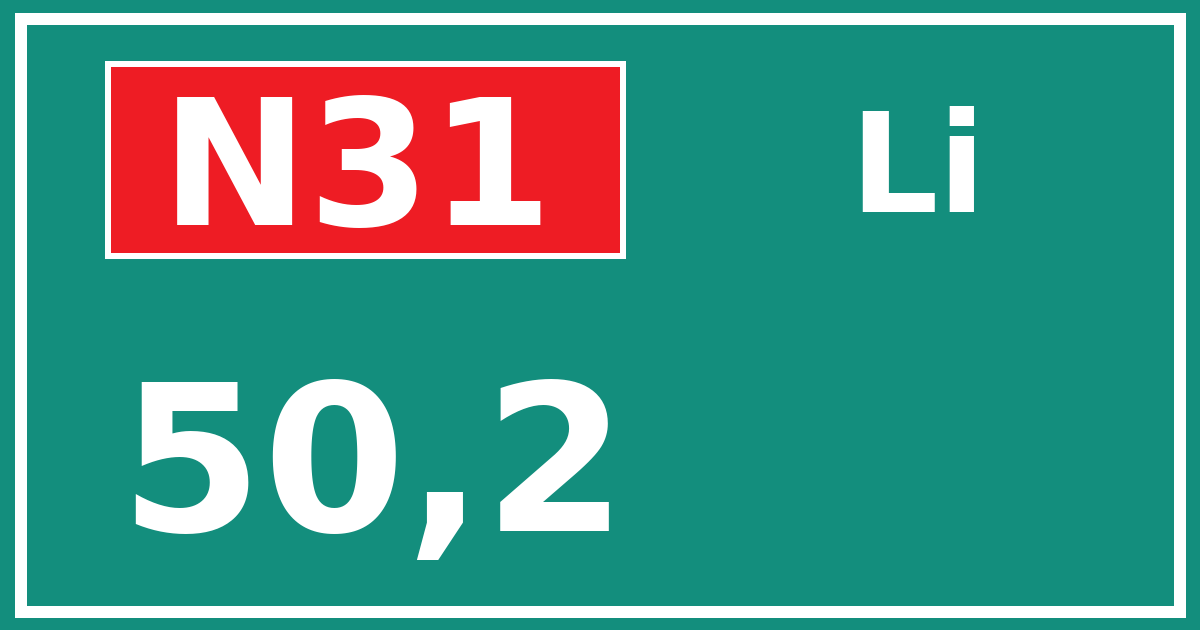 Hectometerbord N31 50,2 zijde Li