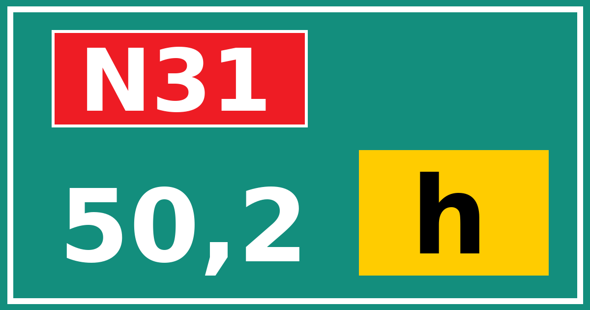 Hectometerbord N31 50,2 letter h