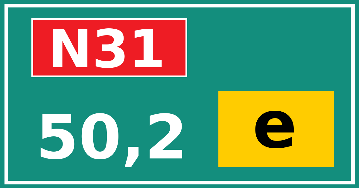 Hectometerbord N31 50,2 letter e