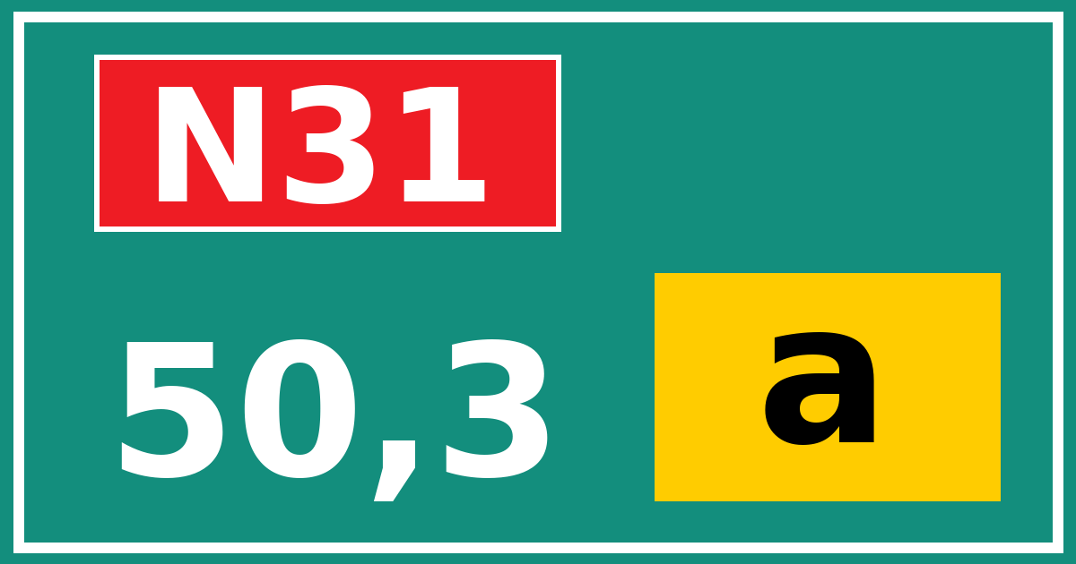 Hectometerbord N31 50,3 letter a